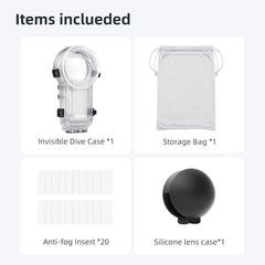 For Insta360 X5 AMagisn 60m/196ft Diving Case Quick-Release Full Invisible Waterproof Underwater Housing