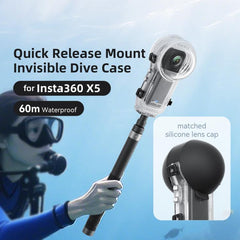 For Insta360 X5 AMagisn 60m/196ft Diving Case Quick-Release Full Invisible Waterproof Underwater Housing