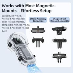 For Insta360 X5 AMagisn 60m/196ft Diving Case Quick-Release Full Invisible Waterproof Underwater Housing