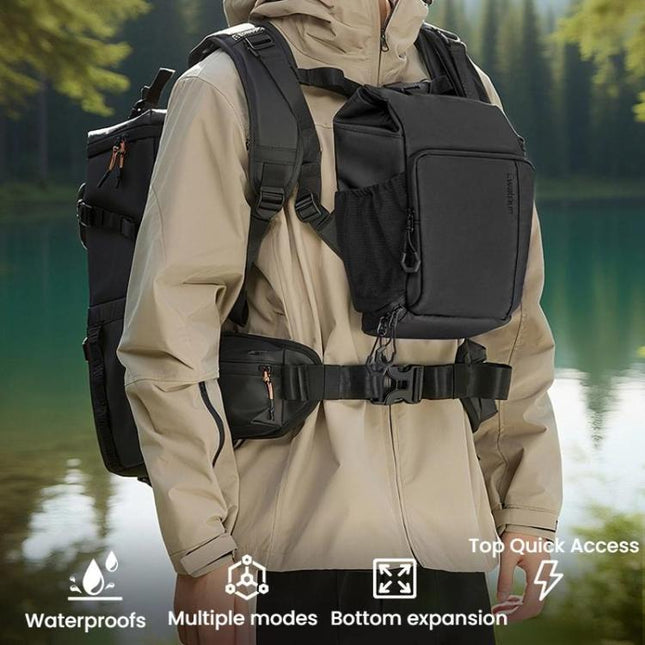 Cwatcun D198 Small Expandable Single Shoulder Camera Bag Waterproof Multi-Function Camera Bag