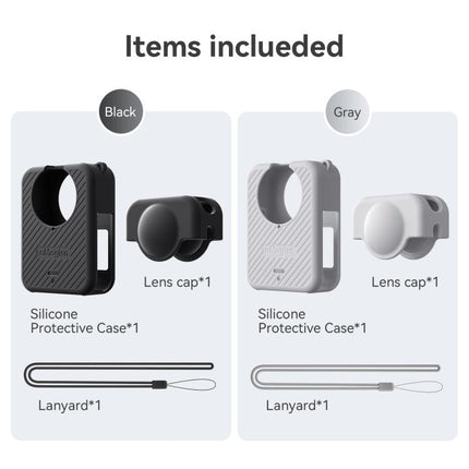 For DJI Osmo 360 Camera aMagisn Silicone Body Cover Set with Lens Cap & Neck Lanyard