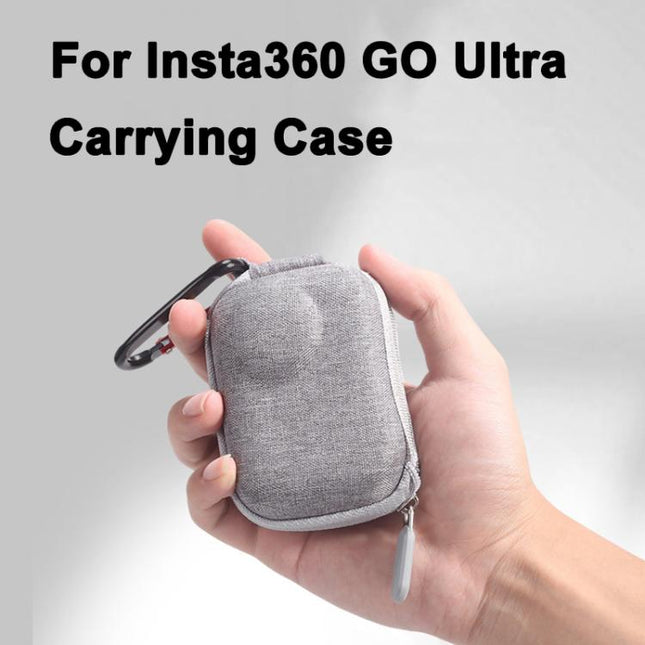For Insta360 GO Ultra Carrying Case Shockproof EVA Portable Travel Storage Bag With Carabiner Clip, Carrying Case Gray