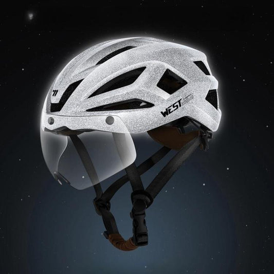 WEST BIKING Reflective Night Riding Bike Helmet with Magnetic Visor Lightweight & Breathable Unisex Cycling Helmet