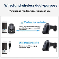 Long-range Wireless QR Code Barcode Scanner With Base