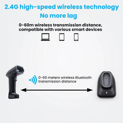 Long-range Wireless QR Code Barcode Scanner With Base