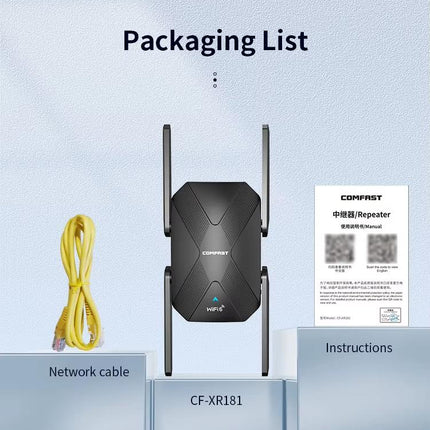 COMFAST CF-XR181 WiFi 6 Dual-Band 1500Mbps Wireless Signal Booster Gigabit Wireless Repeater, CF-XR181
