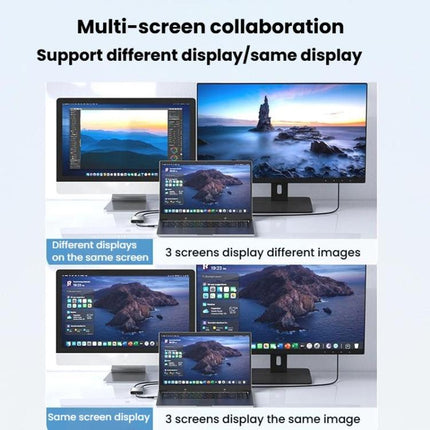 USB3.0+Type-C To Dual HDMI Extender 4K 60HZ Dual Screen Heterodyne HD Video Converter, HD16