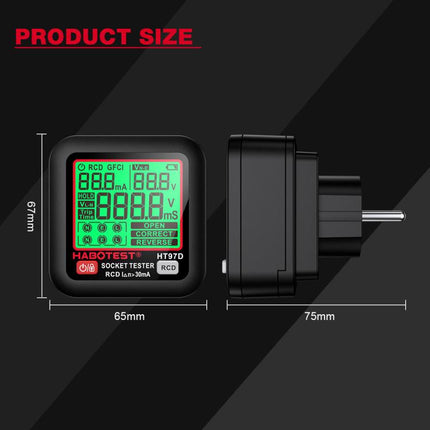 HABOTEST Digital Display Intelligent Electrical Test Socket, HT97B US Plug, HT97D EU Plug, HT97E UK Plug