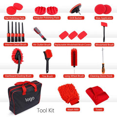 Car Cleaning Brush Set Power Drill Attachment For Vent Details Detail Brush With Sponge