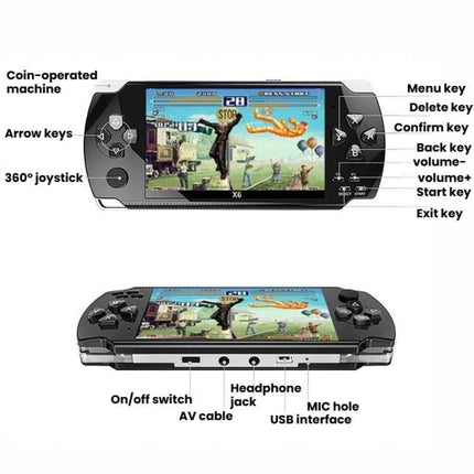 X6 Pocket Gaming Console 4.3 Inch HD Gaming Handheld