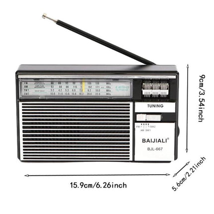 BAIJIALI BJL-667 FM AM SW Multi-Band Radio Portable Radio With Independent Knob, BAIJIALI BJL-667