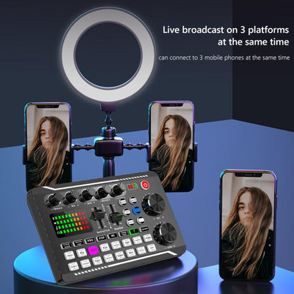 F998 Sound Card With BM800 Condenser Microphone Set Complete Karaoke And Broadcasting Kit, Tripod Gold, Tripod Black, Cantilever Gold, Cantilever Black, 240 Cantilever Black