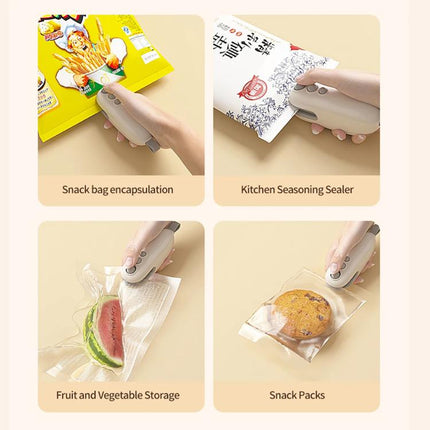 Magnetic Mini Sealer Machine Rechargeable Food Saver with Type-C, Two-Mode for Sealing & Opening Bags, White, Blue