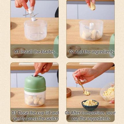 Wireless Electric Food Chopper Rechargeable Mini Food Processor for Garlic, Meat, Baby Food, 100ml 2-Blade White, 100ml 2-Blade Pink, 100ml 2-Blade Green, 250ml 3-Blade White, 250ml 3-Blade Pink, 250ml 3-Blade Green