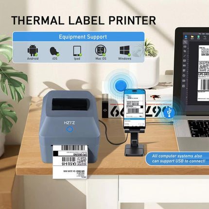 4-Inch Thermal Label Printer for Shipping, Barcode & Packaging Labels 25-100mm Print Width, EU Plug, HZTZ T40 USB, HZTZ T40 USB+Bluetooth, HZTZ T40 USB+LAN, HZTZ T40 USB+Bluetooth+Wi-Fi, HZTZ T40 USB+Wi-Fi