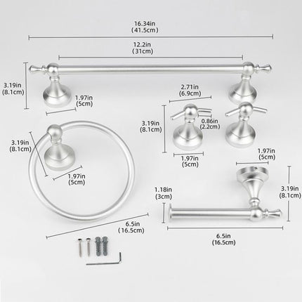 5-in-1 Bathroom Set Aluminum Towel Bar, Towel Ring, Toilet Paper Holder, Robe Hook, Modern Wall-Mounted Hardware Suite