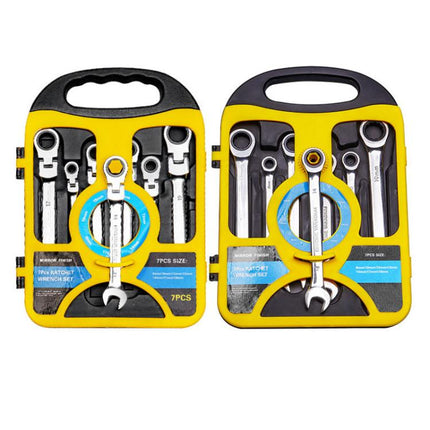 7pcs /Set Dual-Drive Ratchet Wrench 8-19mm Quick-Release Non-Slip Socket Spanner, Fixed Head, Flex Head
