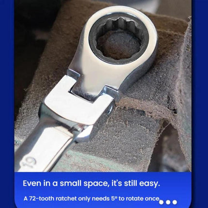 7pcs /Set Dual-Drive Ratchet Wrench 8-19mm Quick-Release Non-Slip Socket Spanner, Fixed Head, Flex Head
