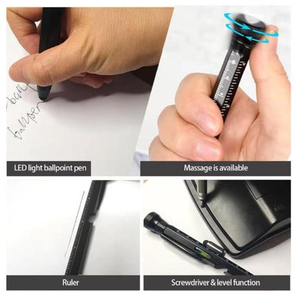 12-In-1 Multifunctional EDC Tool Pen With LED Light, Ruler Scale, Stylus, Bottle Opener & Magnetic Tip For Fidget Relief