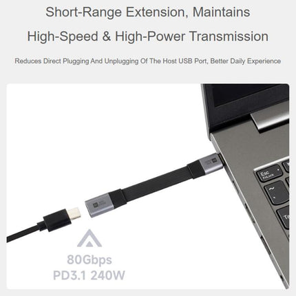 WAVESHARE USB4 V2.0 Type-C Extension Cable 80Gbps High-Definition Video Transmission, Straight Head, 90-Degree Bend Head