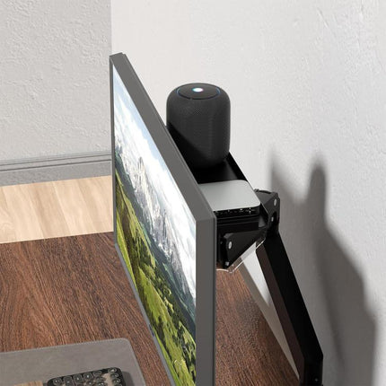 Behind The Monitor Organizer Shelf VESA Mount Tray Hidden Storage for Mini PC, Headphones & Speakers, KXD2522