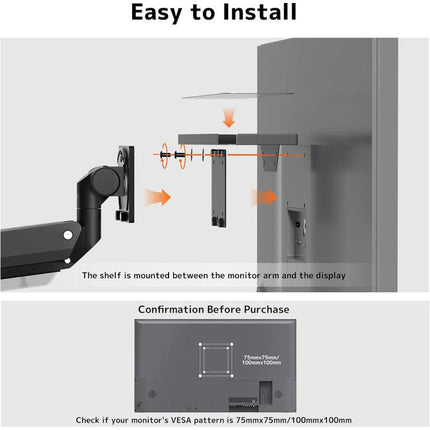 Behind The Monitor Organizer Shelf VESA Mount Tray Hidden Storage for Mini PC, Headphones & Speakers, KXD2522
