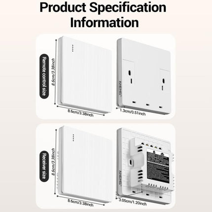 ANENG Remote Control Wireless Smart Home Lighting Panel, One-Gang, Two-Gang, Three-Gang
