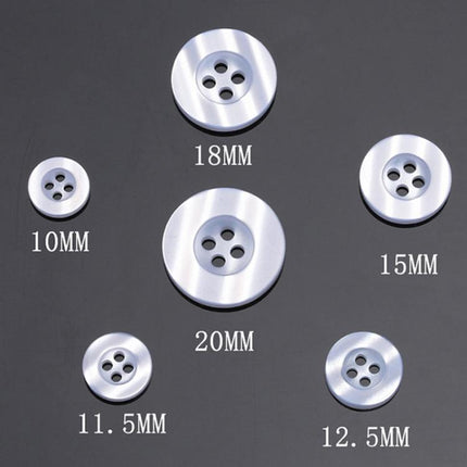 100pcs Pearlescent Resin 4-Hole Buttons Round Decorative Buttons For Shirt Cuffs, Wide Edge 1cm, Wide Edge 1.15cm, Wide Edge 1.25cm, Wide Edge 1.5cm, Wide Edge 1.8cm, Wide Edge 2cm, Fine Edge 1cm, Fine Edge 1.15cm, Fine Edge 1.25cm, Fine Edge 1.5cm    ...