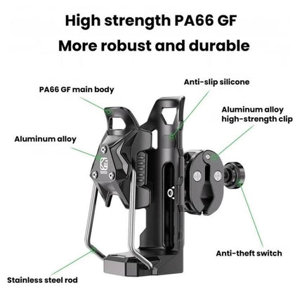 Adaptive Anti-Slip Water Bottle Holder For Motorcycles & Bicycles 360-Degree Rotating Anti-Theft Cup Holder, Kewig SHJ-6