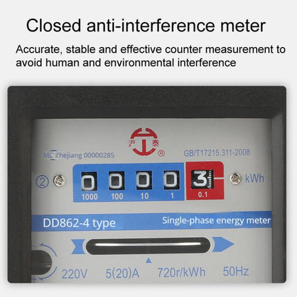 Hutai Home Use Single-Phase Mechanical Electricity Meter High Precision Energy Meter, 5-20A, 10-40A, 15-60A, 20-80A, 30-100A