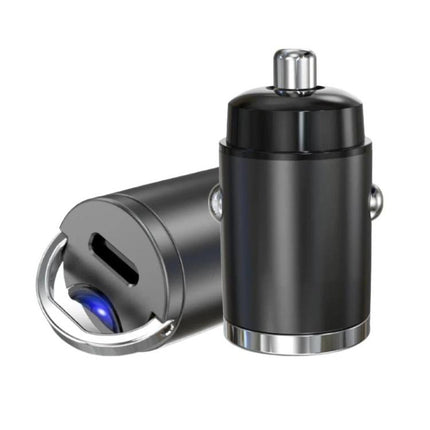 Mini Car Charger With Single Type-C Pull Ring For Cars Motorcycles, PD30W