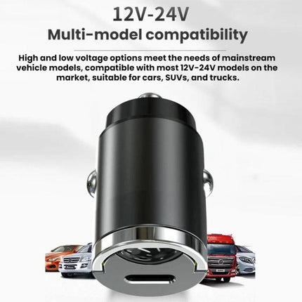 Mini Car Charger With Single Type-C Pull Ring For Cars Motorcycles, PD30W
