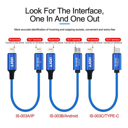 Phone Repair Data Transfer Combo Cable, ISOFT IS-003A 8 Pin To 8 Pin, ISOFT IS-003B 8 Pin To USB, ISOFT IS-003B 8 Pin To Type-C