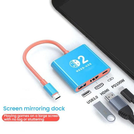 Type-C To USB 3.0+HDMI+Type-C 3 In 1 Docking Station HDR Portable Multi-Function Large-Screen Adapter, For Nintendo Switch 2