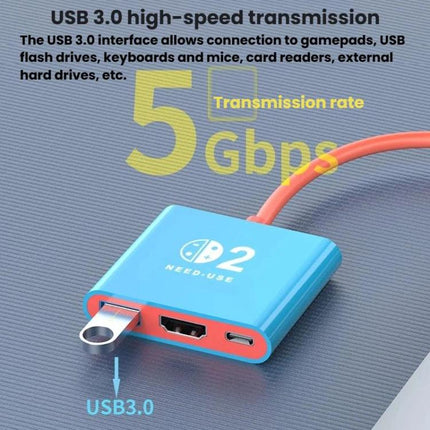Type-C To USB 3.0+HDMI+Type-C 3 In 1 Docking Station HDR Portable Multi-Function Large-Screen Adapter, For Nintendo Switch 2