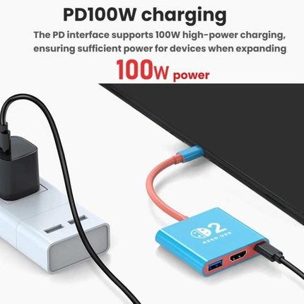 Type-C To USB 3.0+HDMI+Type-C 3 In 1 Docking Station HDR Portable Multi-Function Large-Screen Adapter, For Nintendo Switch 2