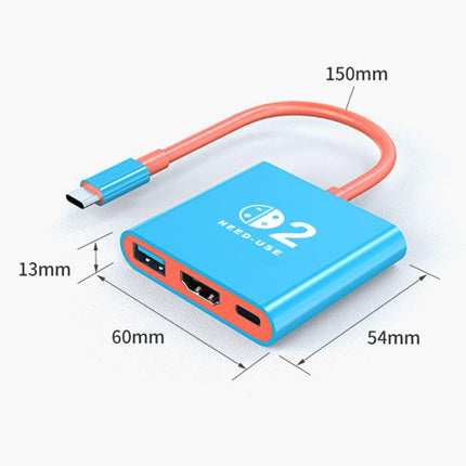 Type-C To USB 3.0+HDMI+Type-C 3 In 1 Docking Station HDR Portable Multi-Function Large-Screen Adapter, For Nintendo Switch 2
