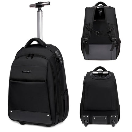 FUGUILAI Wheeled Backpack with Hideable Wheels & Straps, TSA Lock & 2-Stage Telescopic Handle Trolley Backpack for Business Travel, 8800A Light Gray, 8800A  Black, 8800A Deep Blue