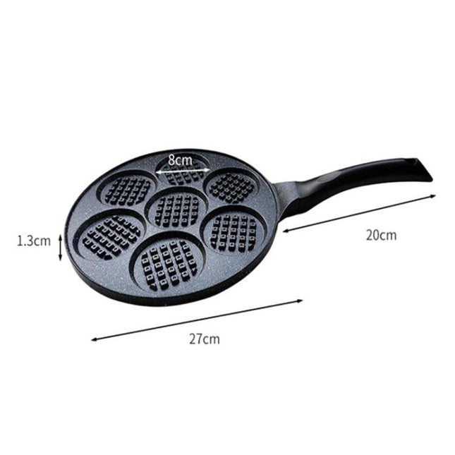 7-Cup Non-Stick Breakfast Burger Pan Household Flat Bottom Egg Frying Pan, Smooth Finish Gas, Waffle Gas, Smooth Finish General, Waffle General