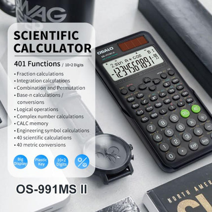 OSALO  OS-82ES PLUS II 240-Function Scientific Calculator Solar Powered with 10+2 Digit Display, OS-82ES PLUS II