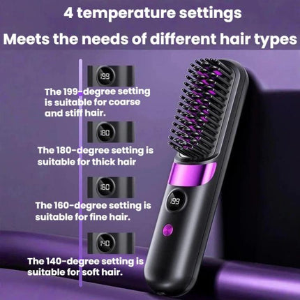Portable Wireless Digital Display Hair Straightening Brush Negative Ion Hair Care Cordless Styling Comb