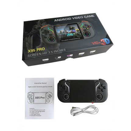 X95 Pro Android 9.0 Handheld Game Console, 3.5 Inch IPS Screen Retro Game Player Support WiFi Video Player with RGB Joystick, 64G, 128G