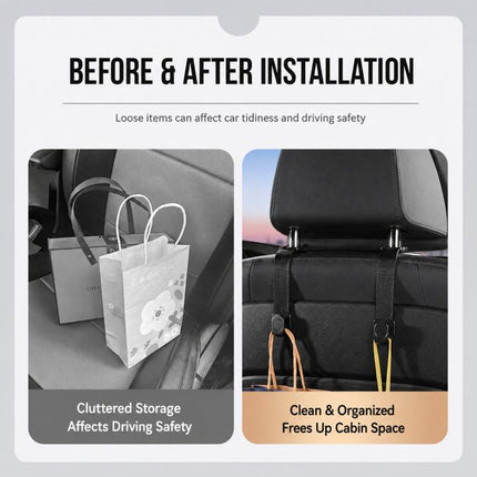 2pcs /Pack Car Headrest Hooks Car Seat Purse Hook Universal Car Organizer Backseat Hanger for Handbags, Coats, Grocery Bags, Car Headrest Hooks