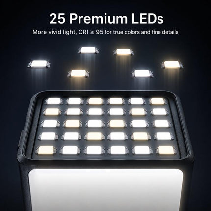 For DJI Action 5 Pro/4/3 TELESIN Quick-Release Mini Vlog Fill Light, IPX5 Waterproof Magnetic LED Video Light With 3 Color Temps, For DJI Action 5 Pro/4/3