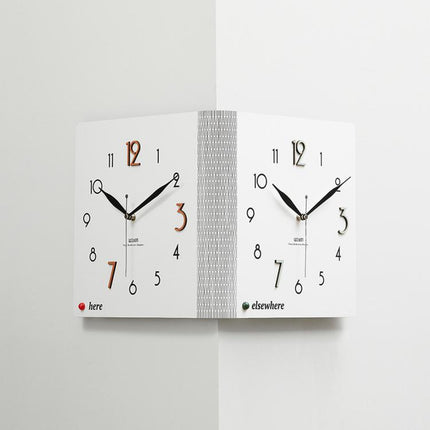 wozoom Double-Sided Corner Wall Clock Simple Decorative Clock For Living Room Corners, White Medium, White Large, Woodgrain Brown Medium, Woodgrain Brown Large