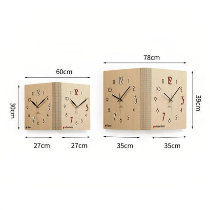 wozoom Double-Sided Corner Wall Clock Simple Decorative Clock For Living Room Corners, White Medium, White Large, Woodgrain Brown Medium, Woodgrain Brown Large
