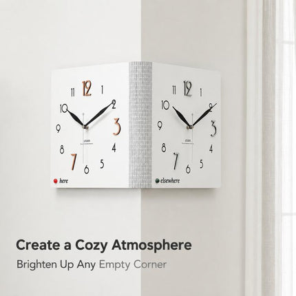 wozoom Double-Sided Corner Wall Clock Simple Decorative Clock For Living Room Corners, White Medium, White Large, Woodgrain Brown Medium, Woodgrain Brown Large