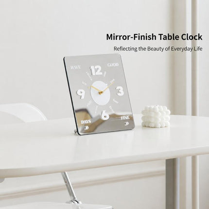 wozoom Modern Minimalist Desk Clock  Acrylic Mirror Table Clock With Silent Non-Ticking Quartz Movement