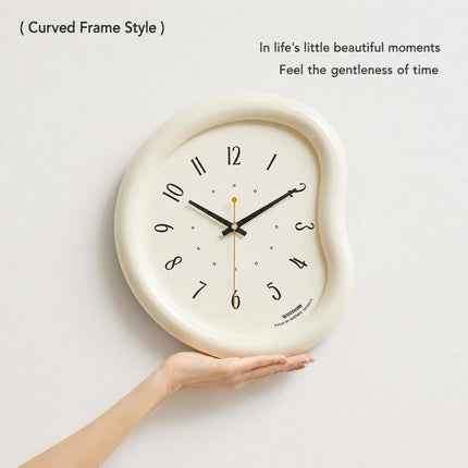 wozoom Living Room Modern Art Wall Clock Minimalist Cream Style Silent Decorative Clock, Flat Black, Framed Cream White, Framed Cream Brown, Framed Black, Dust-proof Cream White, Dust-proof Cream Brown, Dust-proof Black