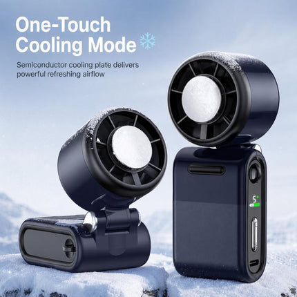 Semiconductor Ice Cooling Handheld Fan 5-Speed Turbo Mini Pocket Fan with Smart LED Power Display USB-C Rechargeable Small Personal Fan